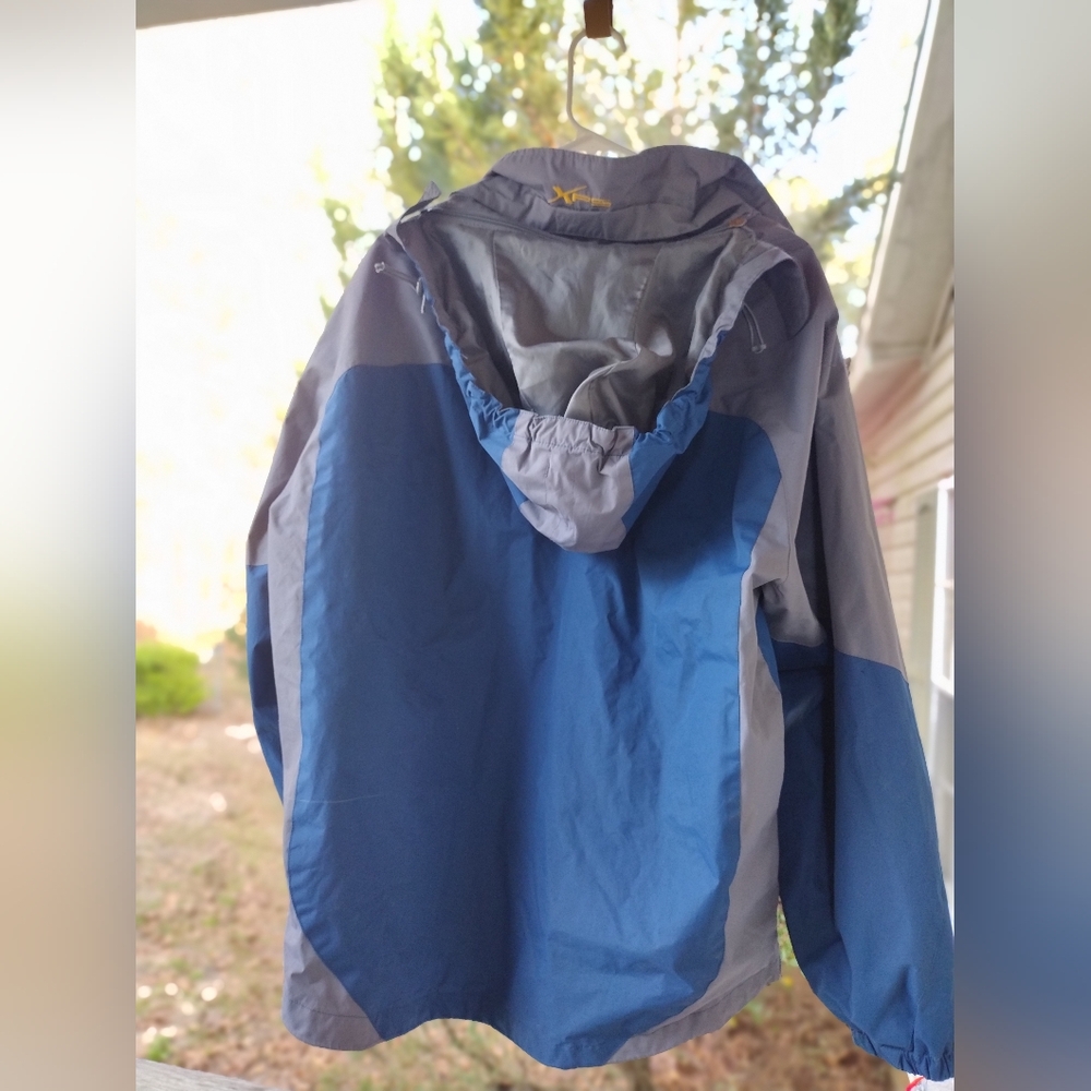 Men's Blue & Gray Performance Hooded Shell Jacket - Picture 2 of 4